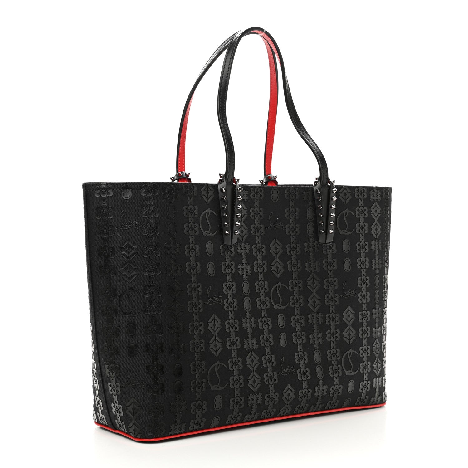 Christian Louboutin Calfskin Loubinetic Spikes East West Cabata Tote Black 4 of 11