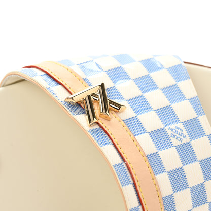 Louis Vuitton Damier Azur Patent Neo Revival Flat Mule Sandals 40 Blanc Bleu 10 of 11