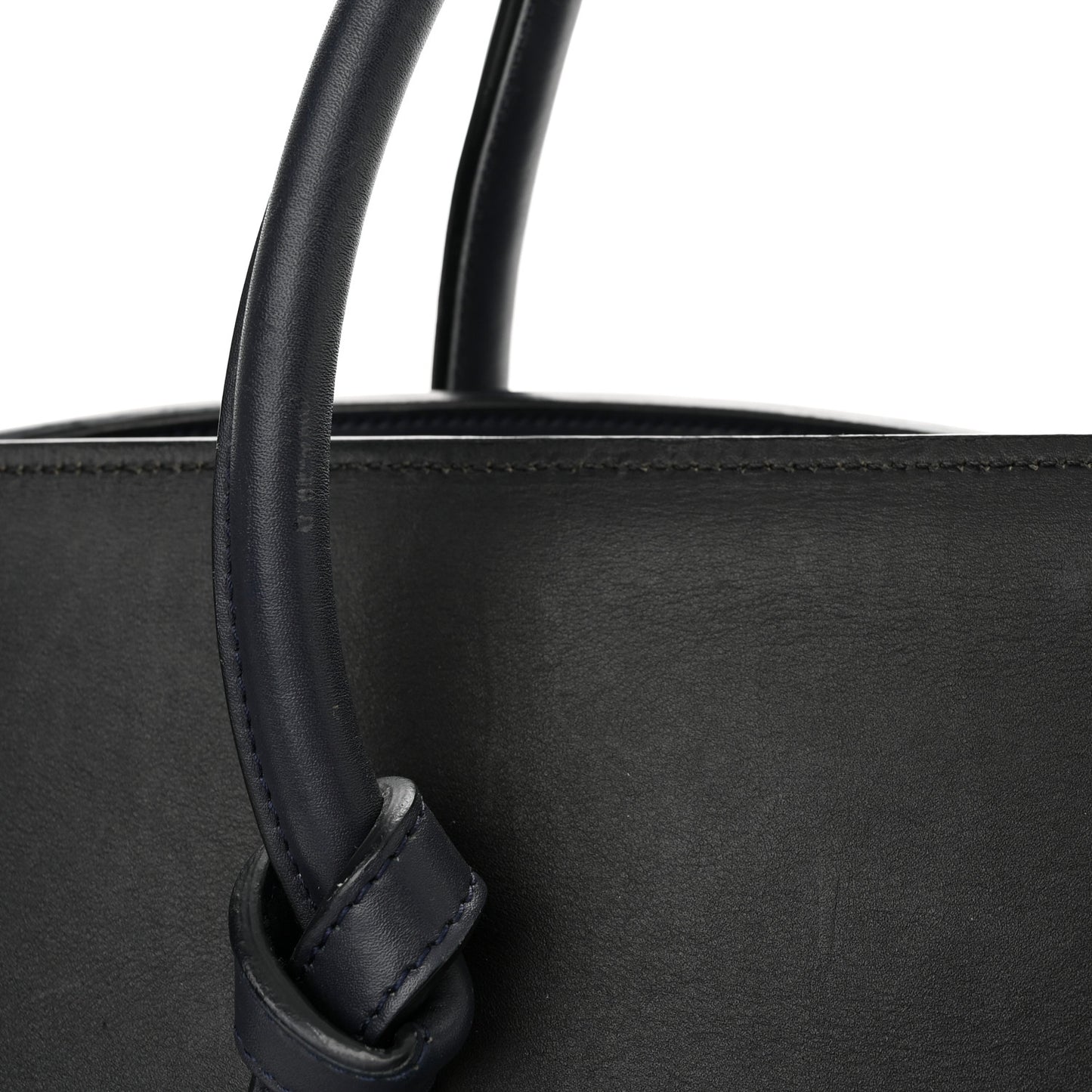 Smooth Calfskin Large Bi-Color Tie Knot Tote Black Navy