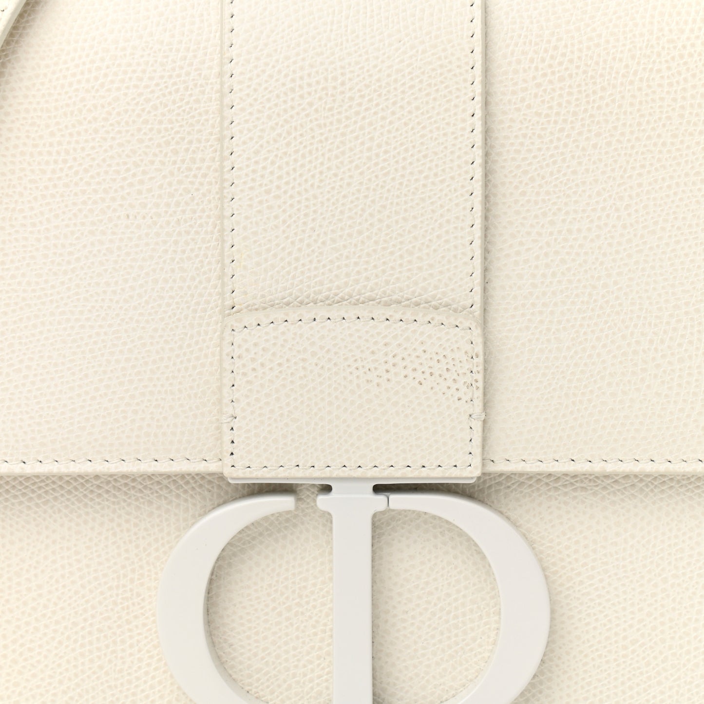 Ultra Matte Grained Calfskin 30 Montaigne Flap Bag White
