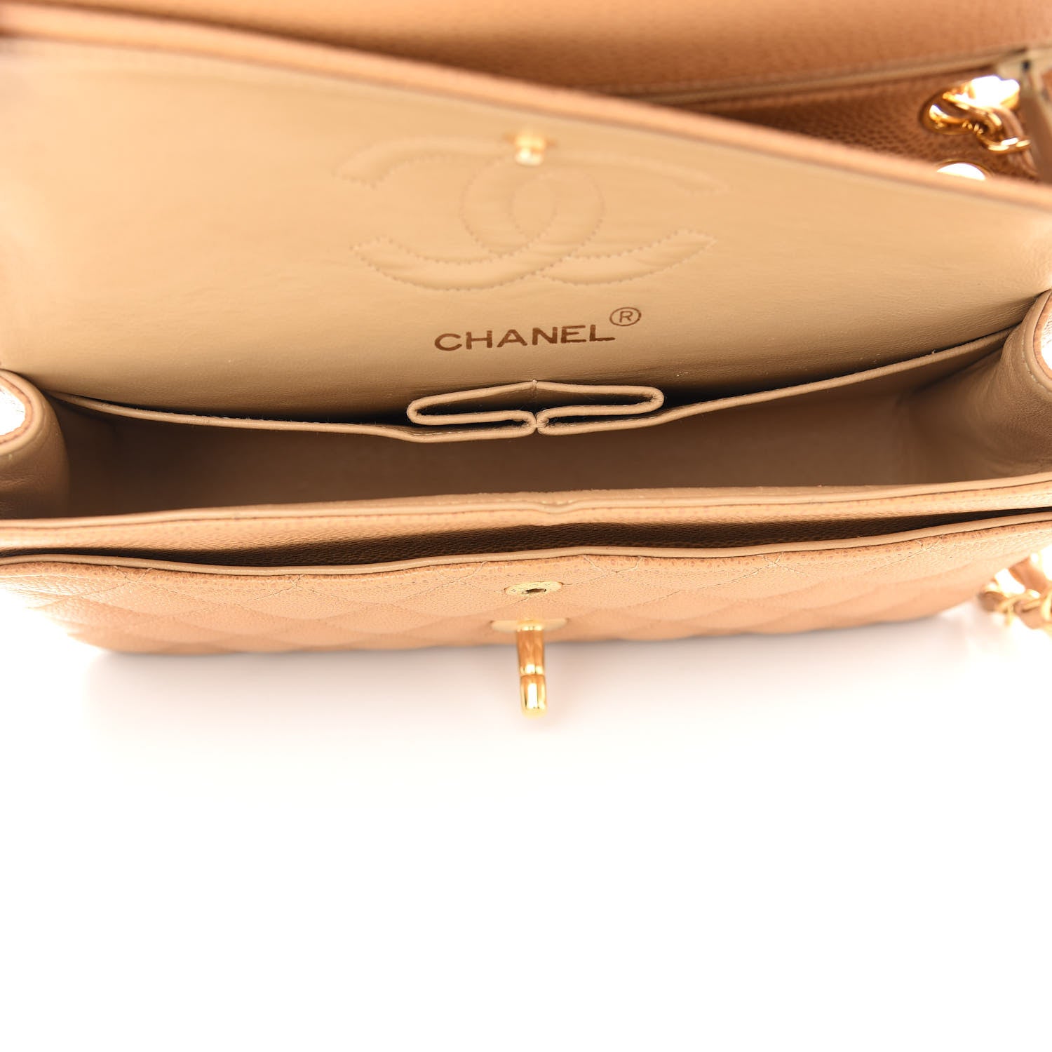 Chanel Caviar Quilted Small Double Flap Beige 4 of 9