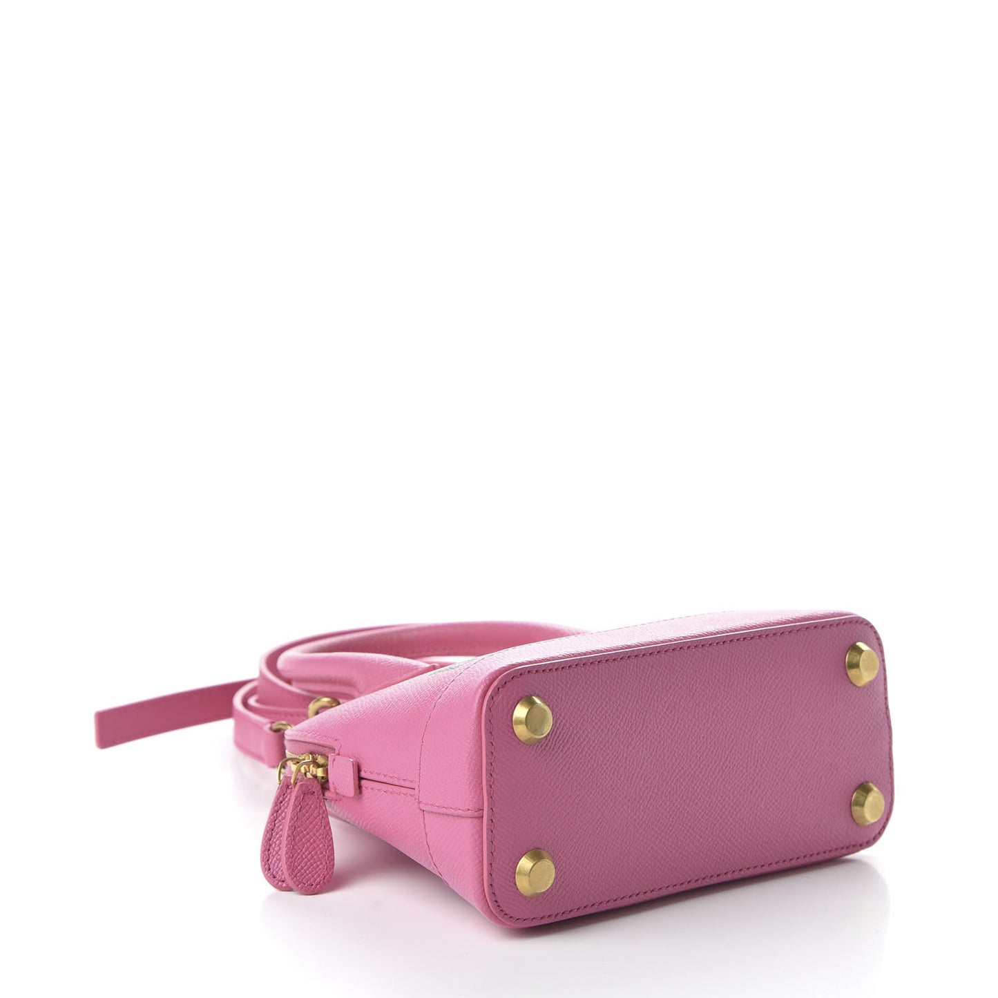 Signature Grained Calfskin Logo XXS Ville Top Handle Bag Rose Bubblegum Black