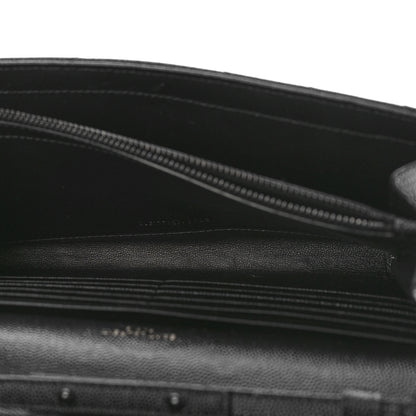 Saint Laurent Grain De Poudre Matelasse Chevron Monogram Monochrome Chain Wallet Black 5 of 10
