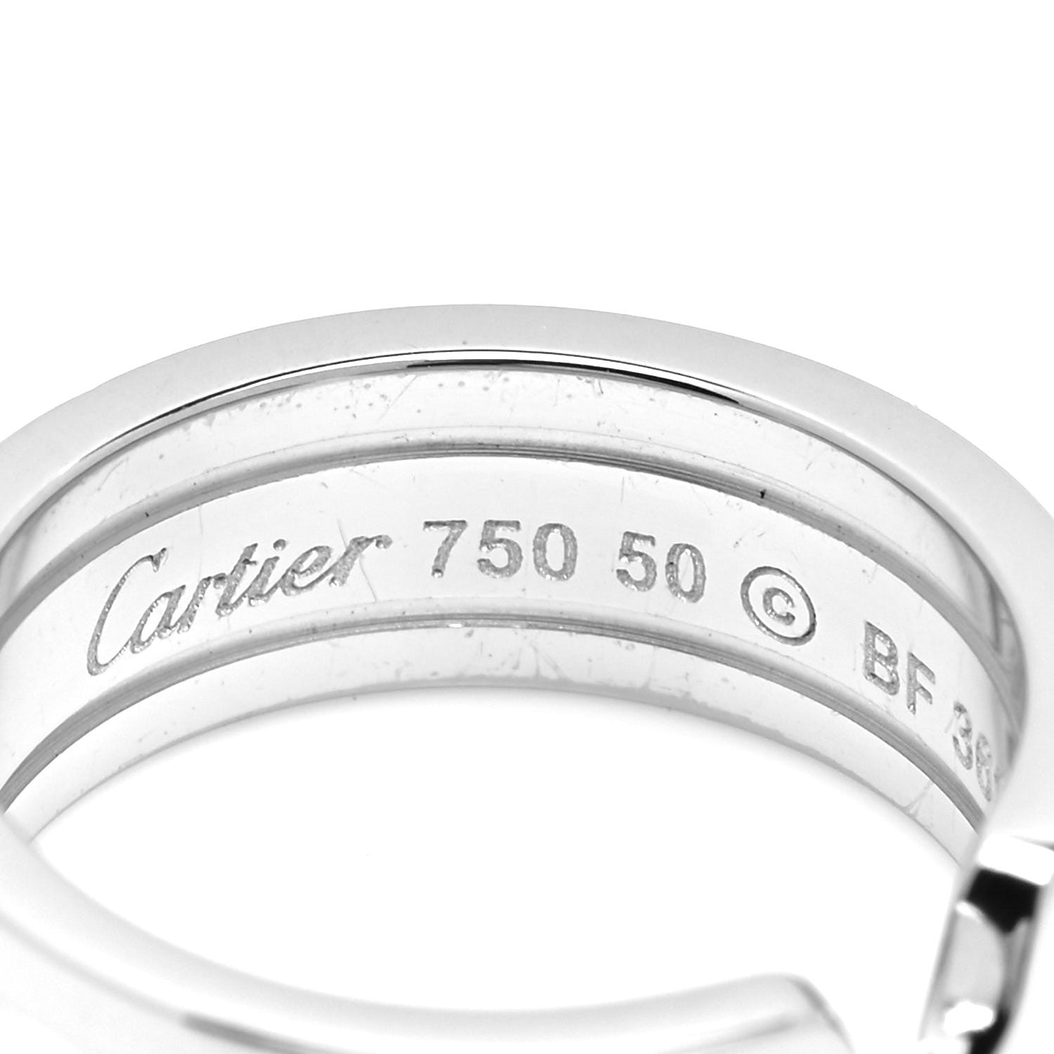 Cartier 18K White Gold 6.5mm Logo De Cartier Ring 50 5.25 4 of 4
