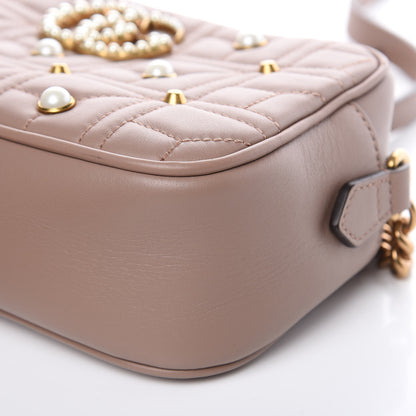 Gucci Calfskin Matelasse Studded Small Pearly GG Marmont Chain Shoulder Bag Porcelain Rose 9 of 9