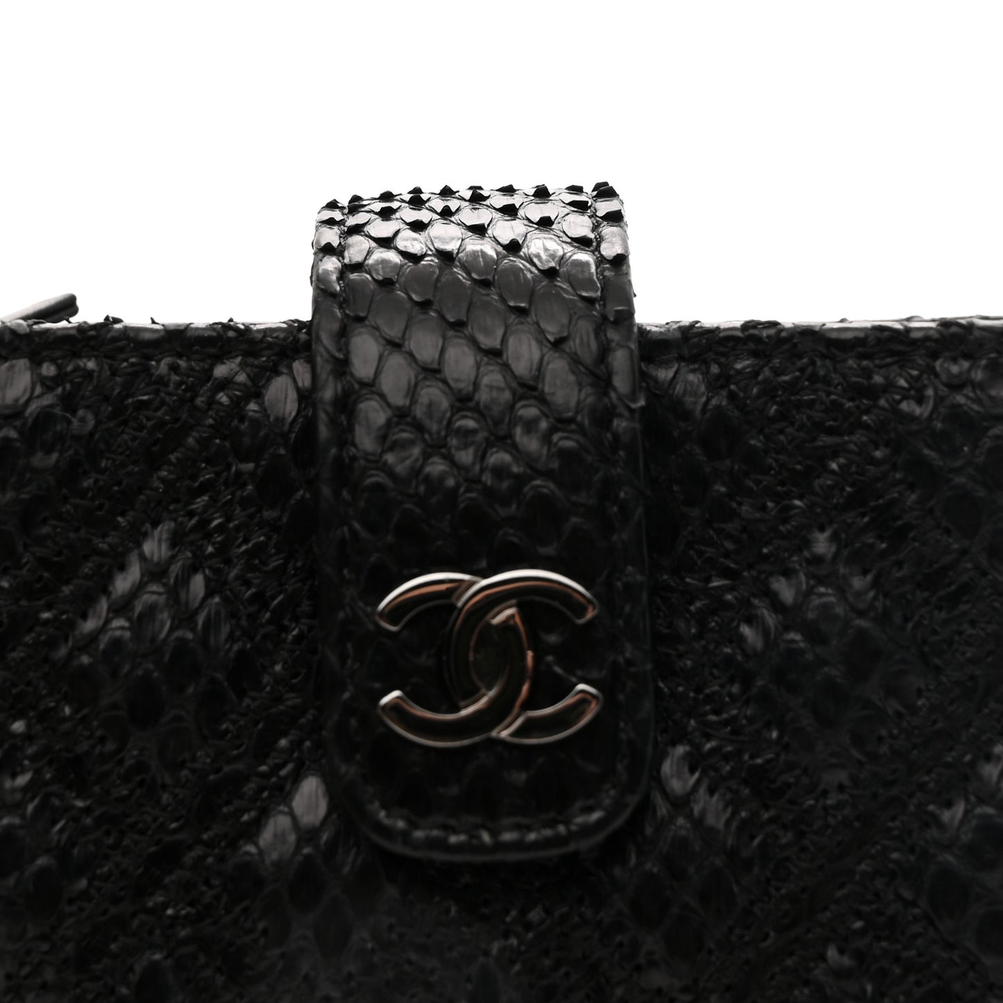 Snakeskin Quilted Phone Holder Clutch Black