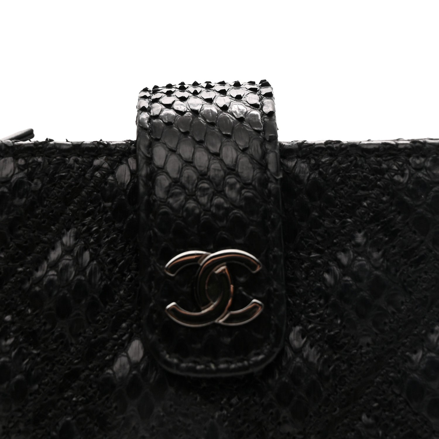 Chanel Snakeskin Quilted Phone Holder Clutch Black 13 of 13