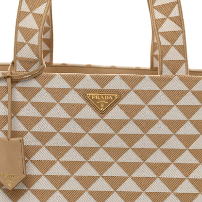 Prada Jacquard Saffiano Triangolo Symbole Embroidered Shopping Tote Corda Talco 5 of 9