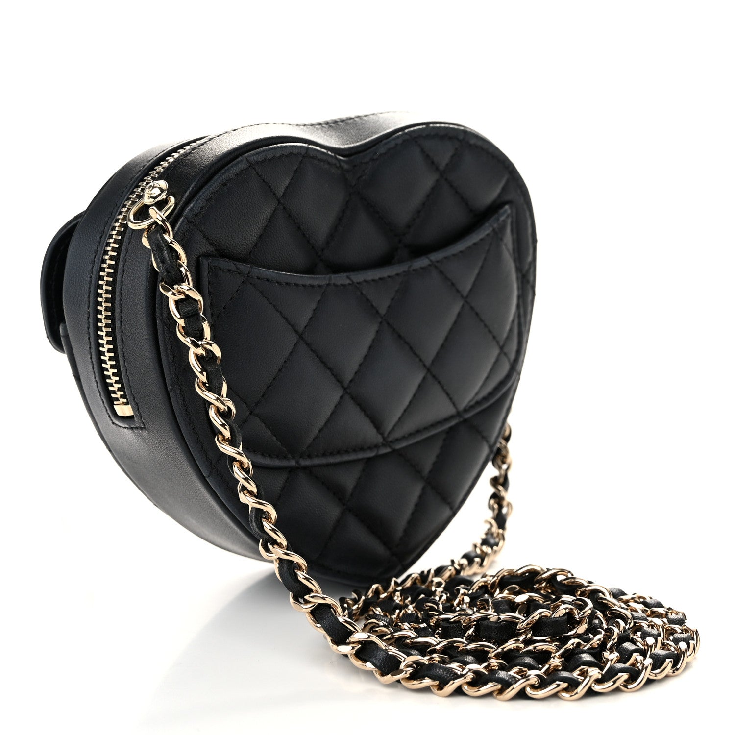 Chanel Lambskin Quilted CC In Love Heart Clutch With Chain Black 3 of 11