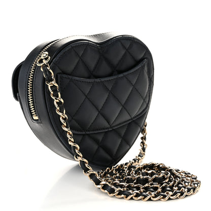 Chanel Lambskin Quilted CC In Love Heart Clutch With Chain Black 3 of 11