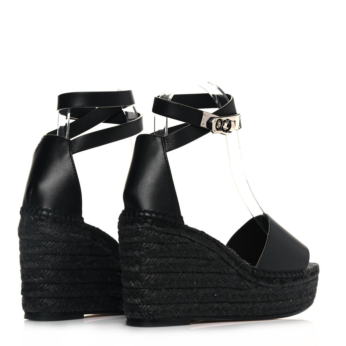 Calfskin Tipoli Espadrille Wedges 35 Black