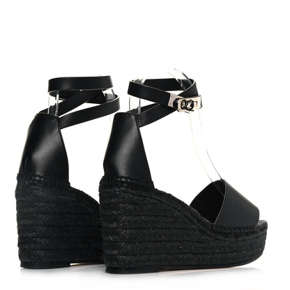 Hermes Calfskin Tipoli Espadrille Wedges 35 Black 4 of 8