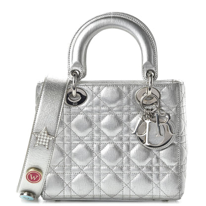 Christian Dior Metallic Grained Calfskin Cannage Small Lucky Badges My Lady Dior Silver 1 of 9