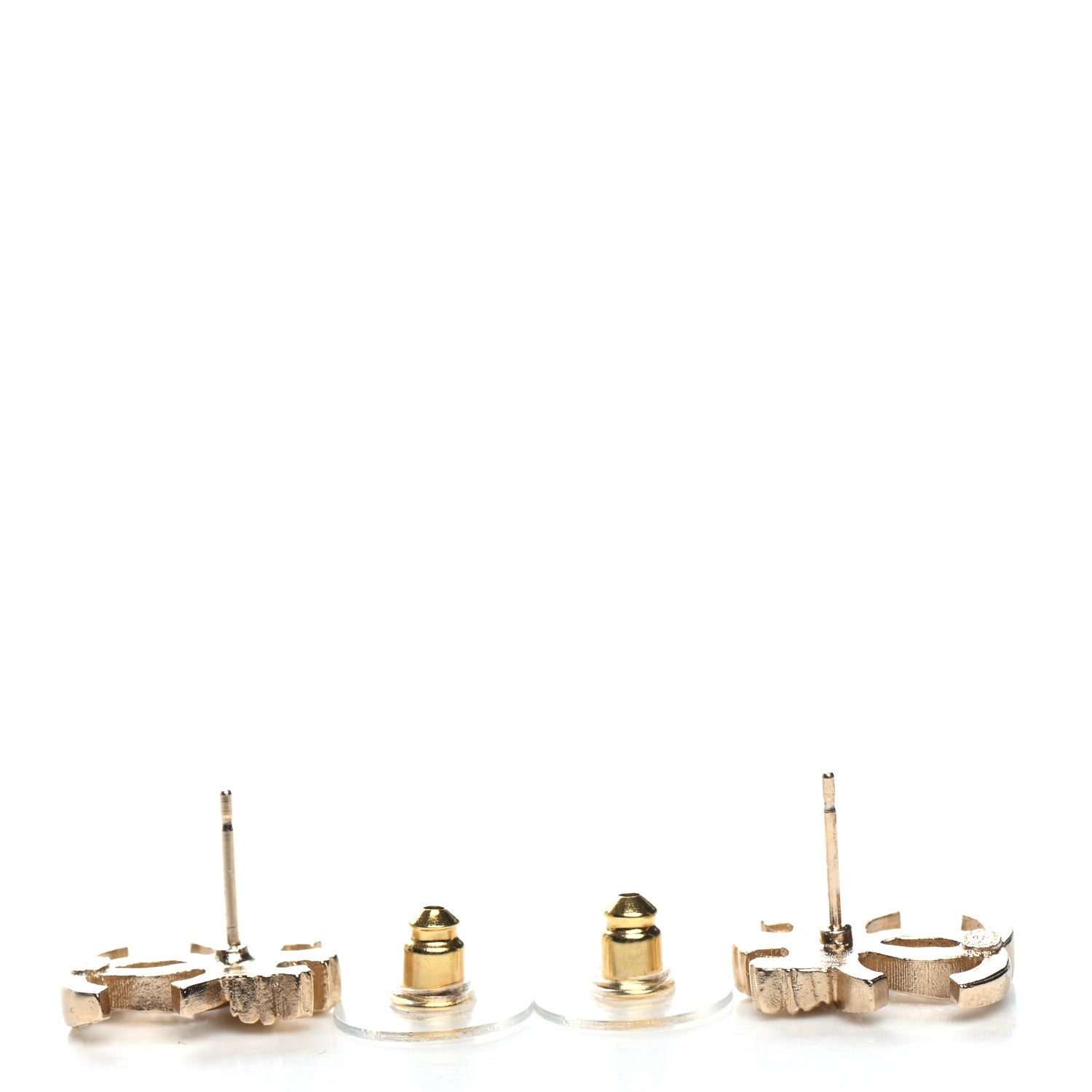 Chanel Crystal CC Crown Earrings Gold 3 of 4
