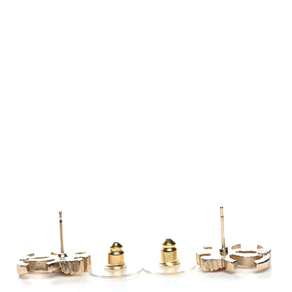 Chanel Crystal CC Crown Earrings Gold 3 of 4