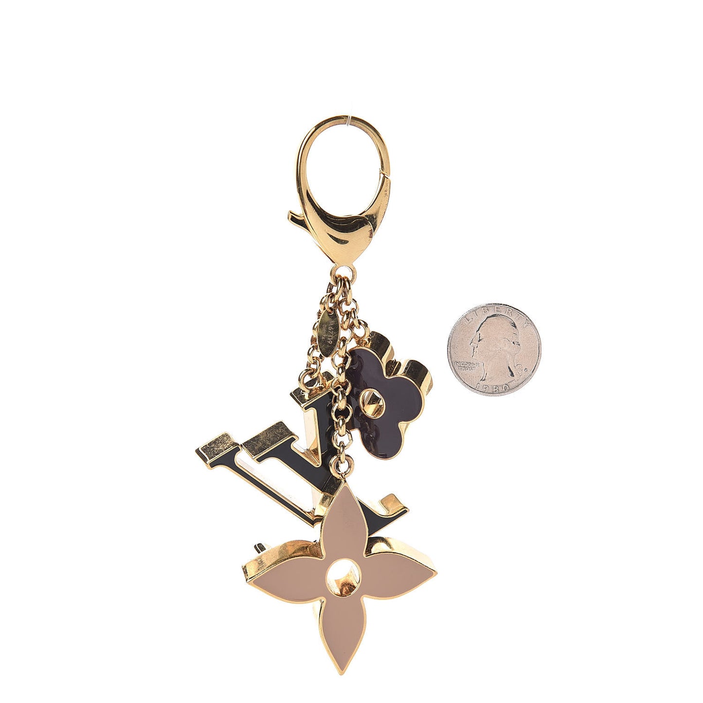 Fleur De Monogram Bag Charm Dore