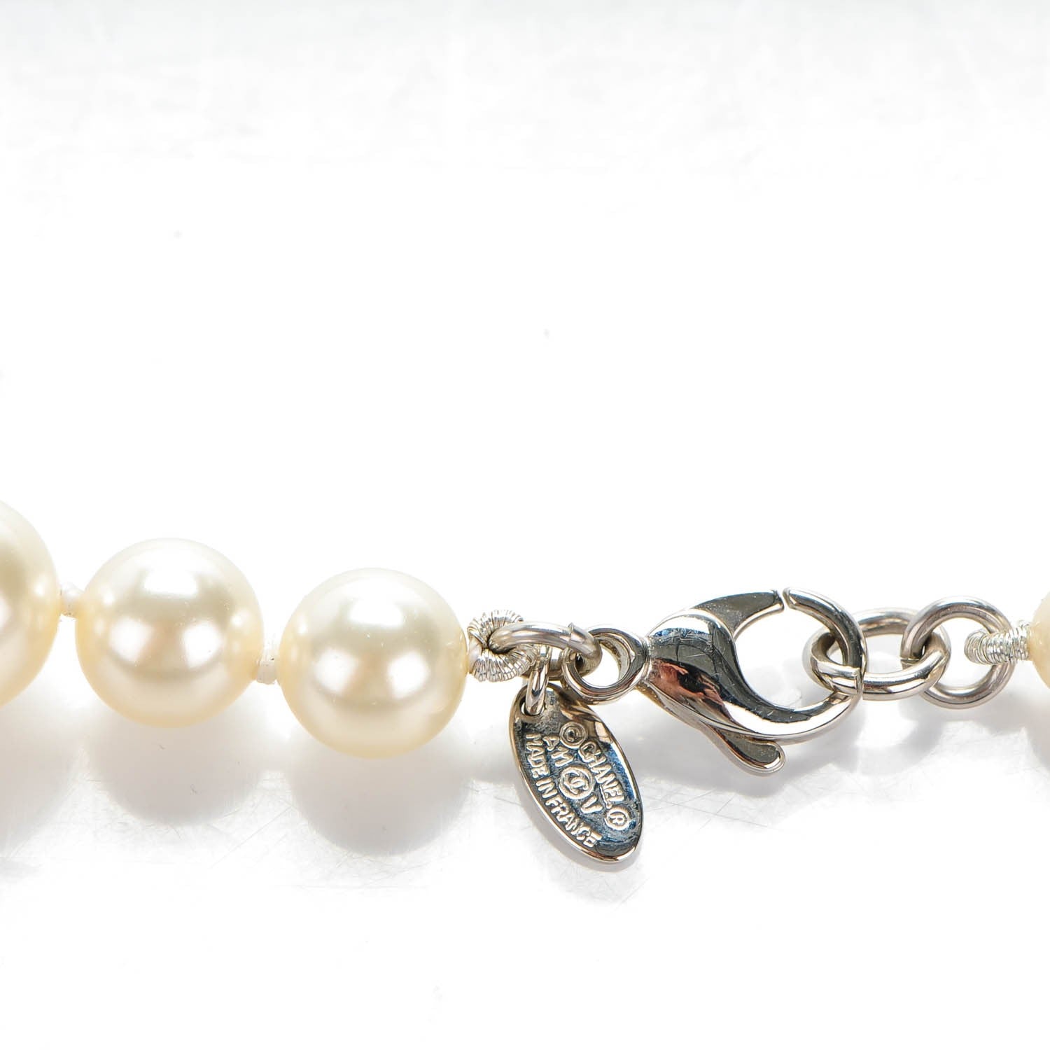Chanel Graduated Pearl CC Long Necklace Silver 3 of 4