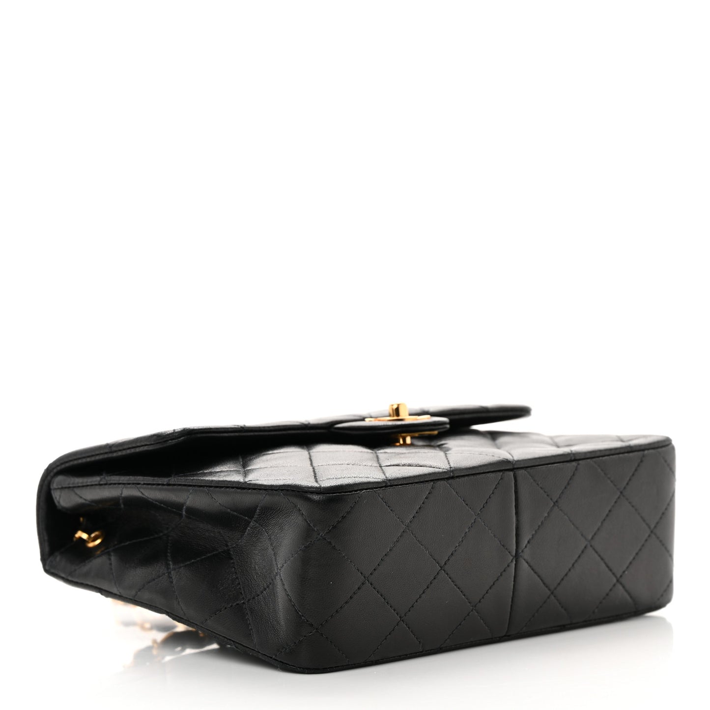 Lambskin Quilted Mini Square Flap Bag Black