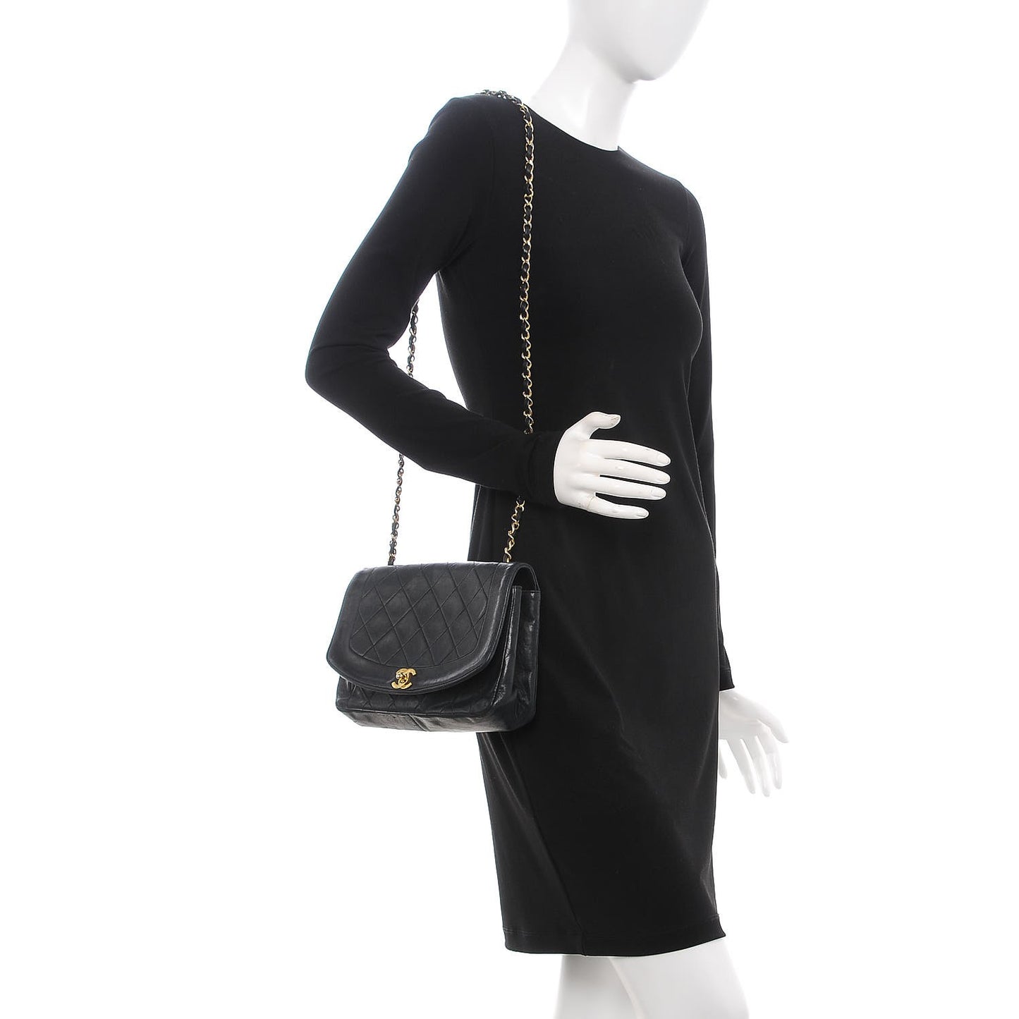 Lambskin Quilted Medium Single Flap Black