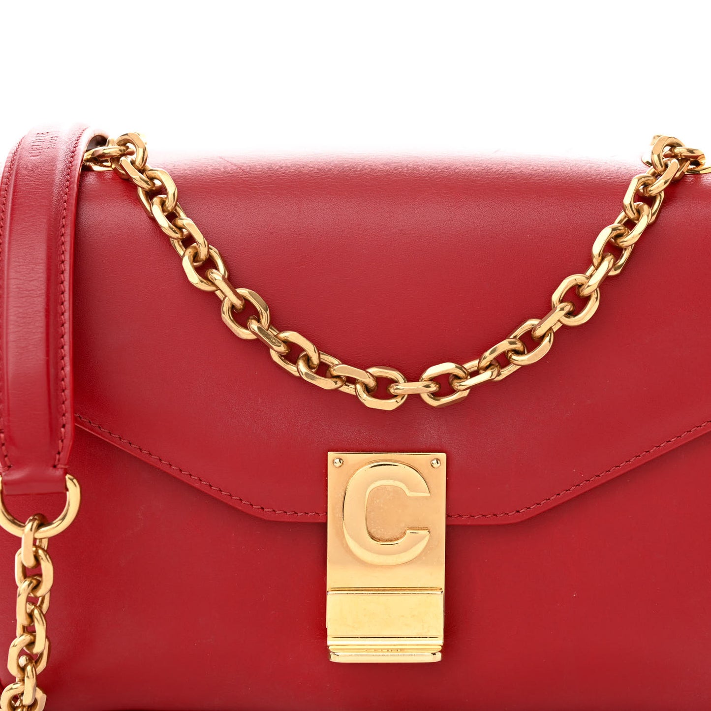 Shiny Calfskin Medium C Bag Red