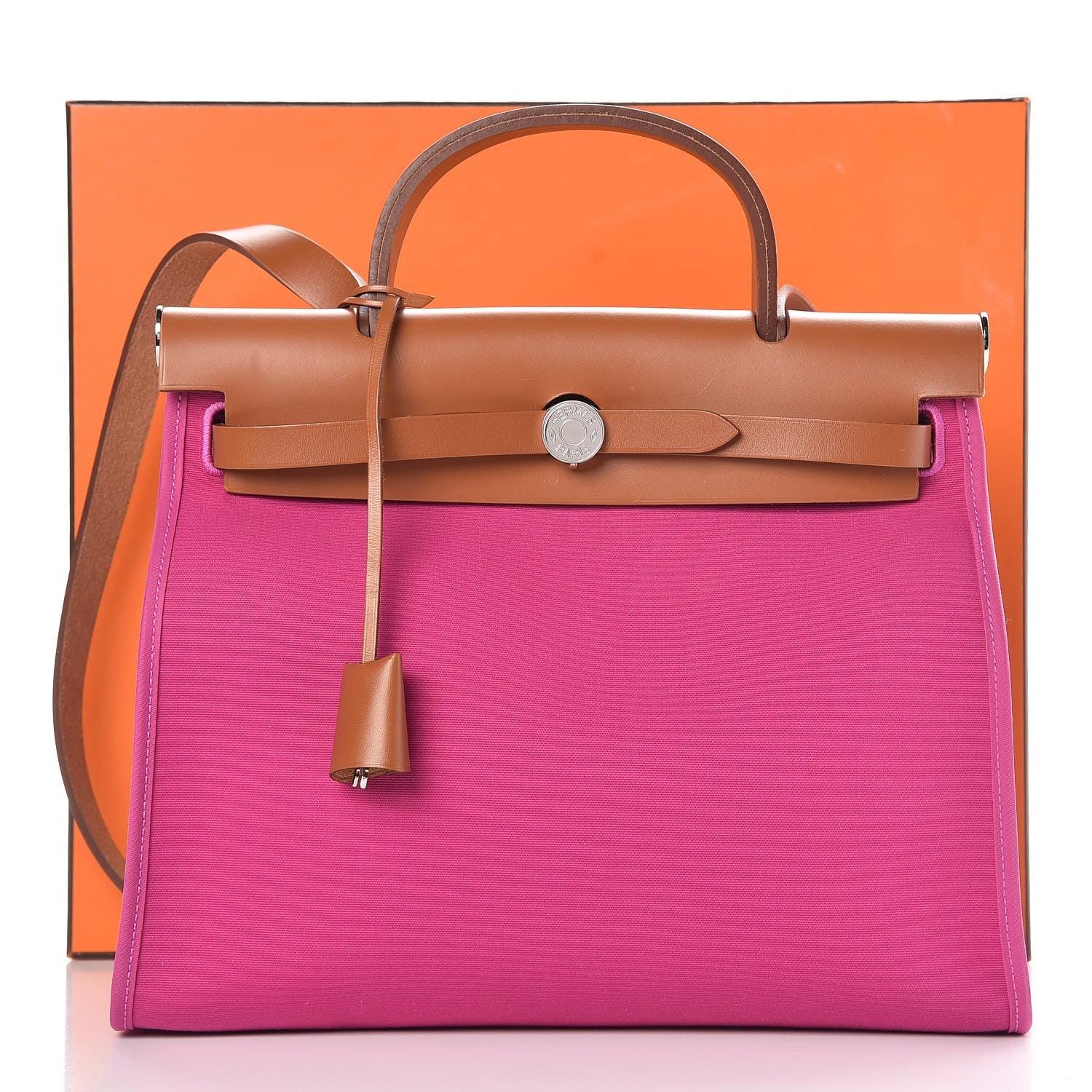 Hermes Vache Hunter Toile Herbag Zip 31 PM Magnolia Fauve 9 of 9