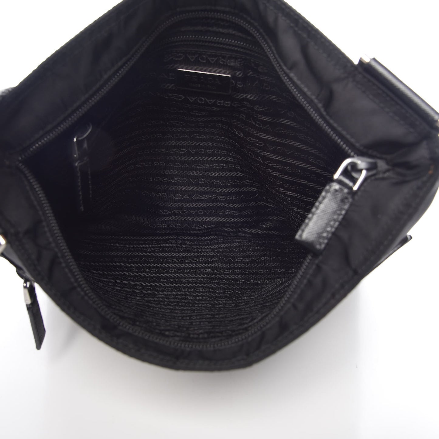 Nylon Saffiano Flat Messenger Bag Black