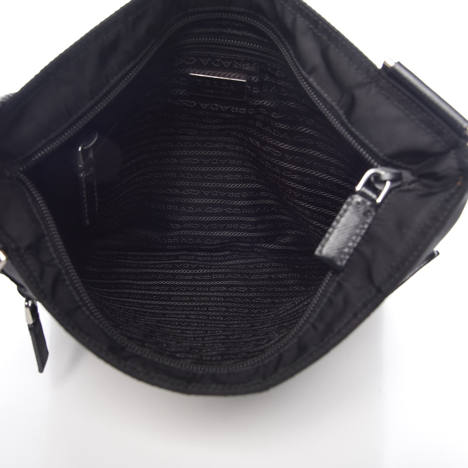 Prada Nylon Saffiano Flat Messenger Bag Black 5 of 9