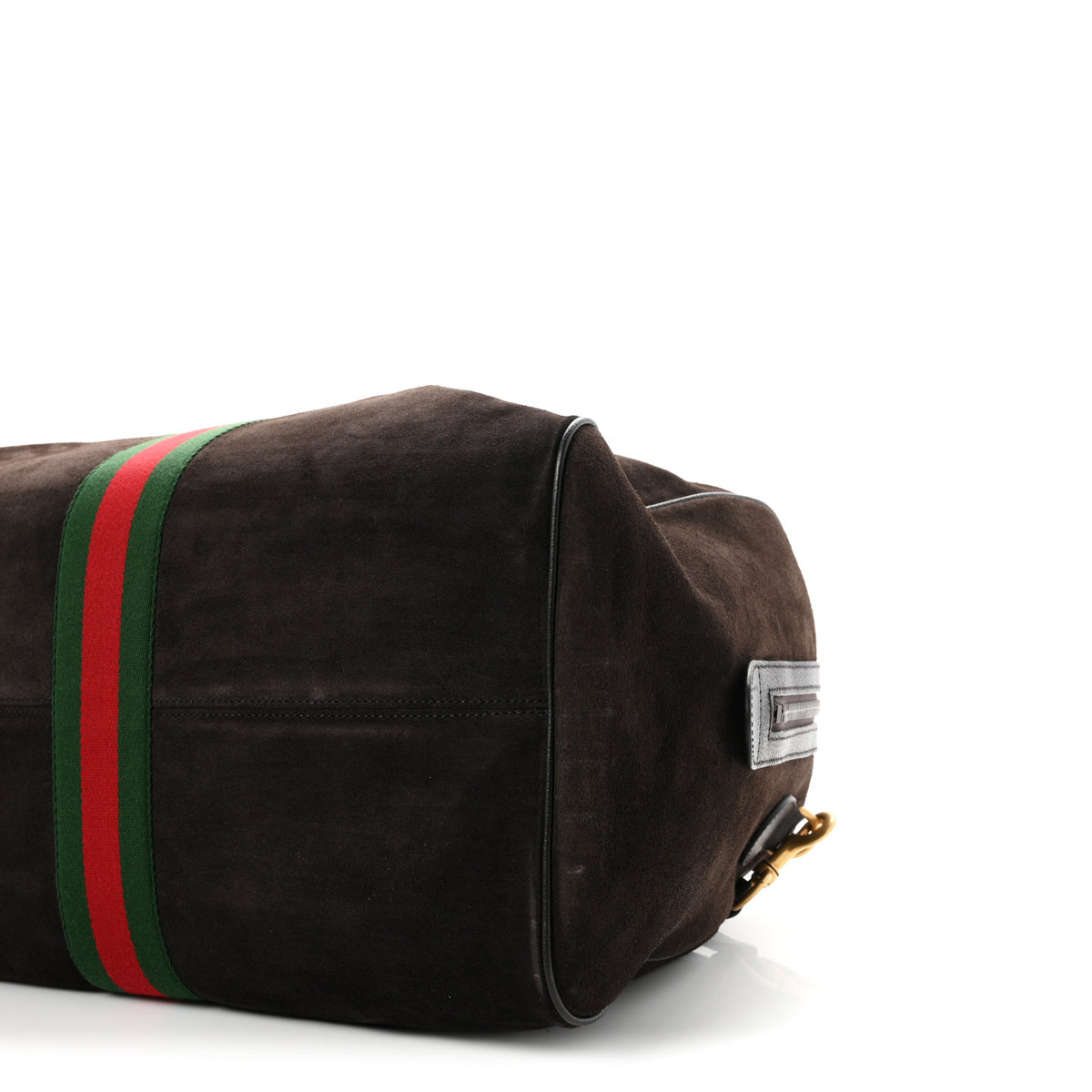 Suede Calfskin Web Medium Savoy Duffle Bag  Dark Brown