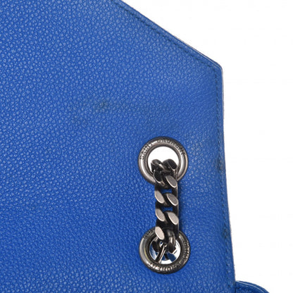 Saint Laurent Grained Calfskin Matelasse Monogram Classic Medium Chain Bag Royal Blue 12 of 14