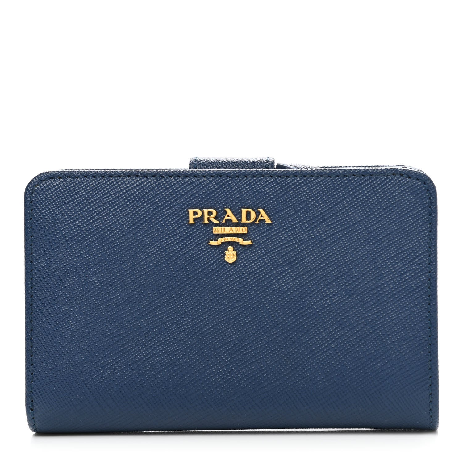 Prada Saffiano Metal Compact Wallet Cobalto 1 of 8