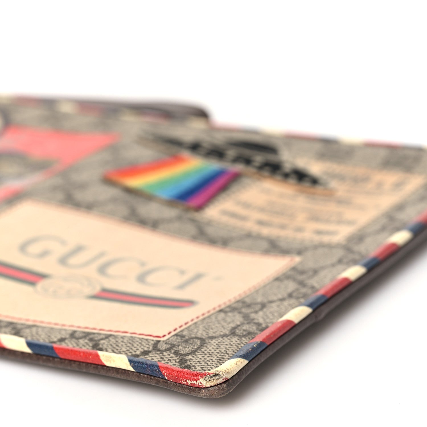 Gucci GG Supreme Monogram Courrier Embroidered UFO Pouch Beige New