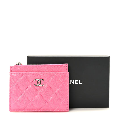 Chanel Caviar Quilted CC Zip Card Holder Pink 3 of 9