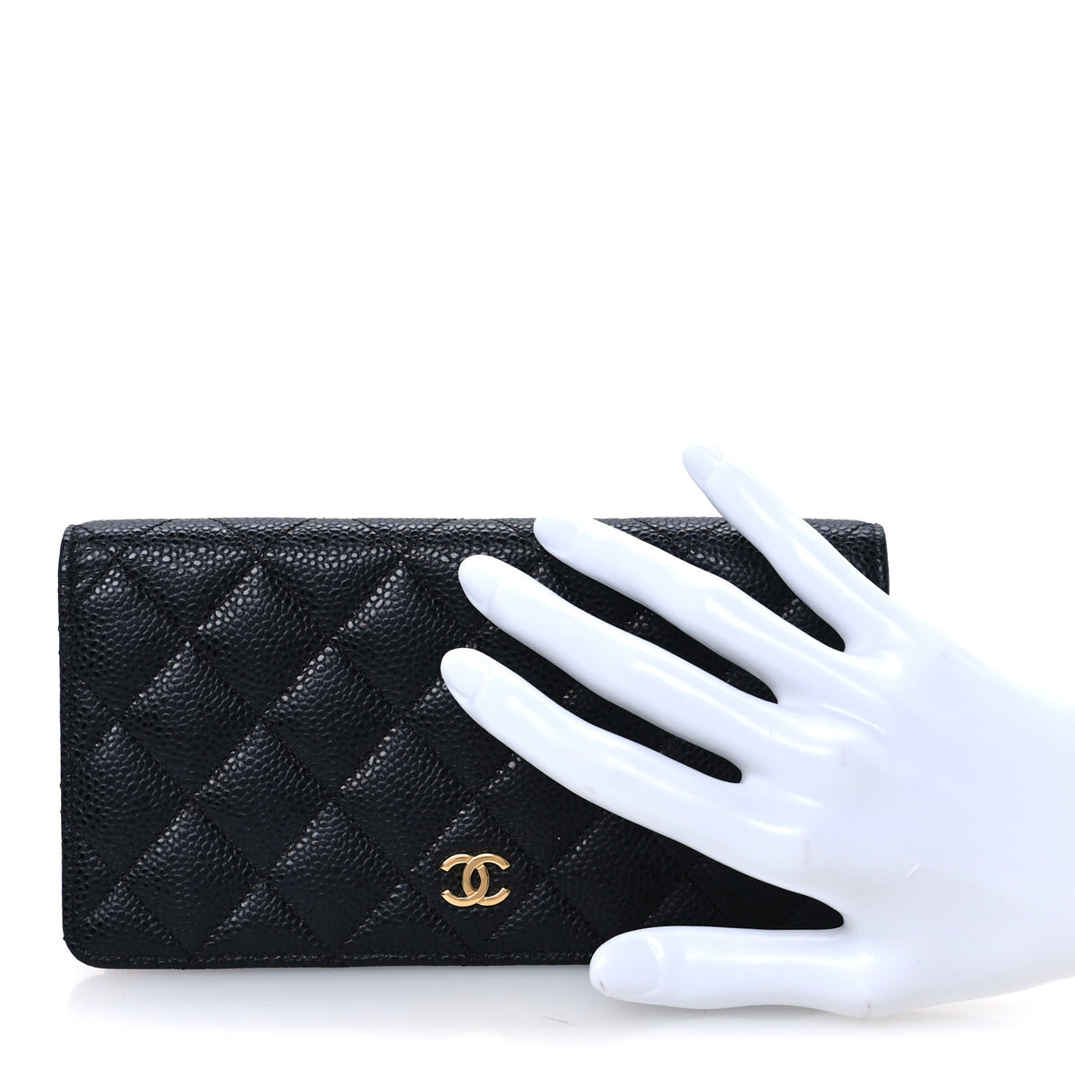 Chanel Caviar Quilted Yen Wallet Black 2 of 10