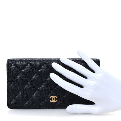 Chanel Caviar Quilted Yen Wallet Black 2 of 10
