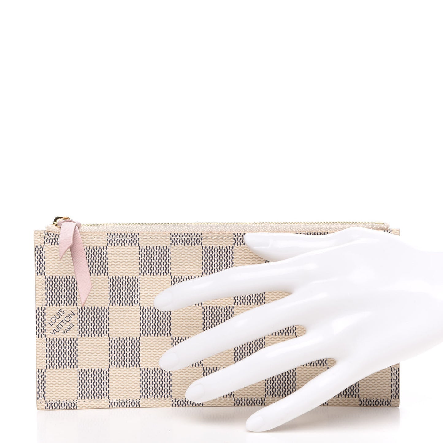 Damier Azur Felicie Chain Wallet Zippered Insert Rose Ballerine