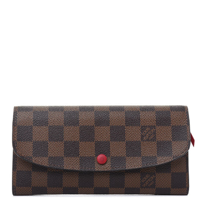 Louis Vuitton Damier Ebene Emilie Wallet Red 1 of 16