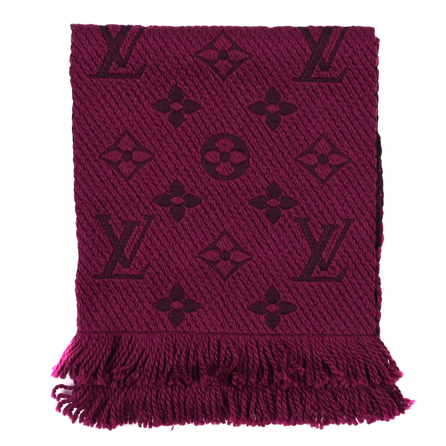 Wool Silk Logomania Scarf Cherry