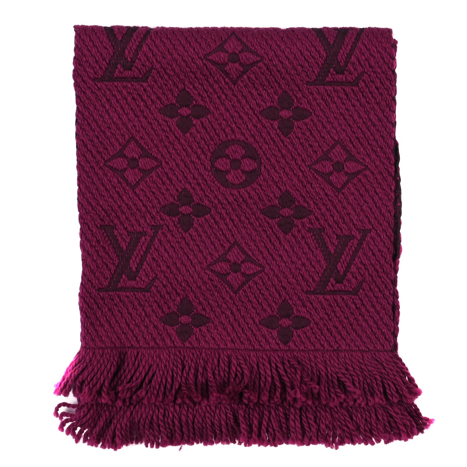 Louis Vuitton Wool Silk Logomania Scarf Cherry 2 of 4