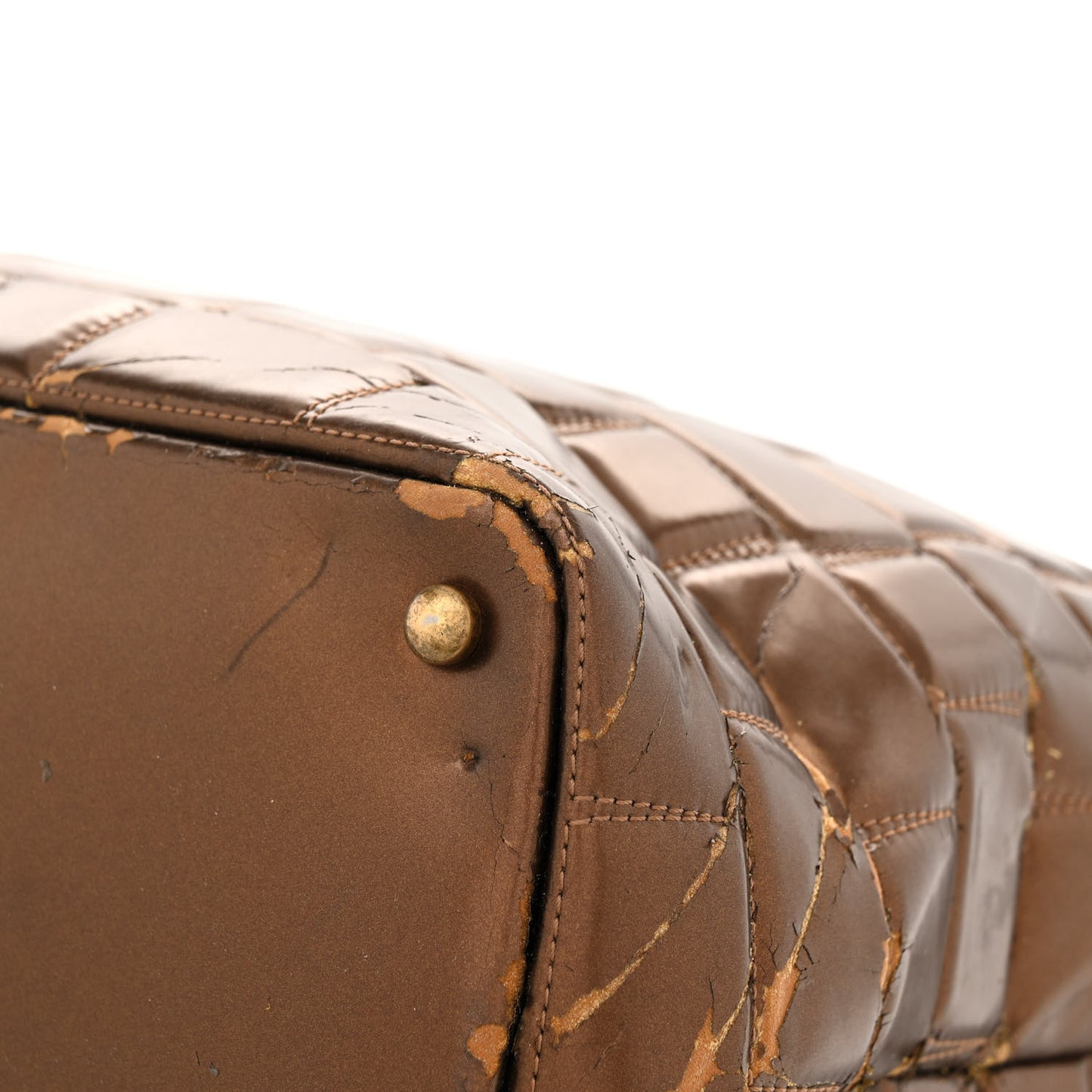 Vinyl Quilted Large Frozen Tote Bronze