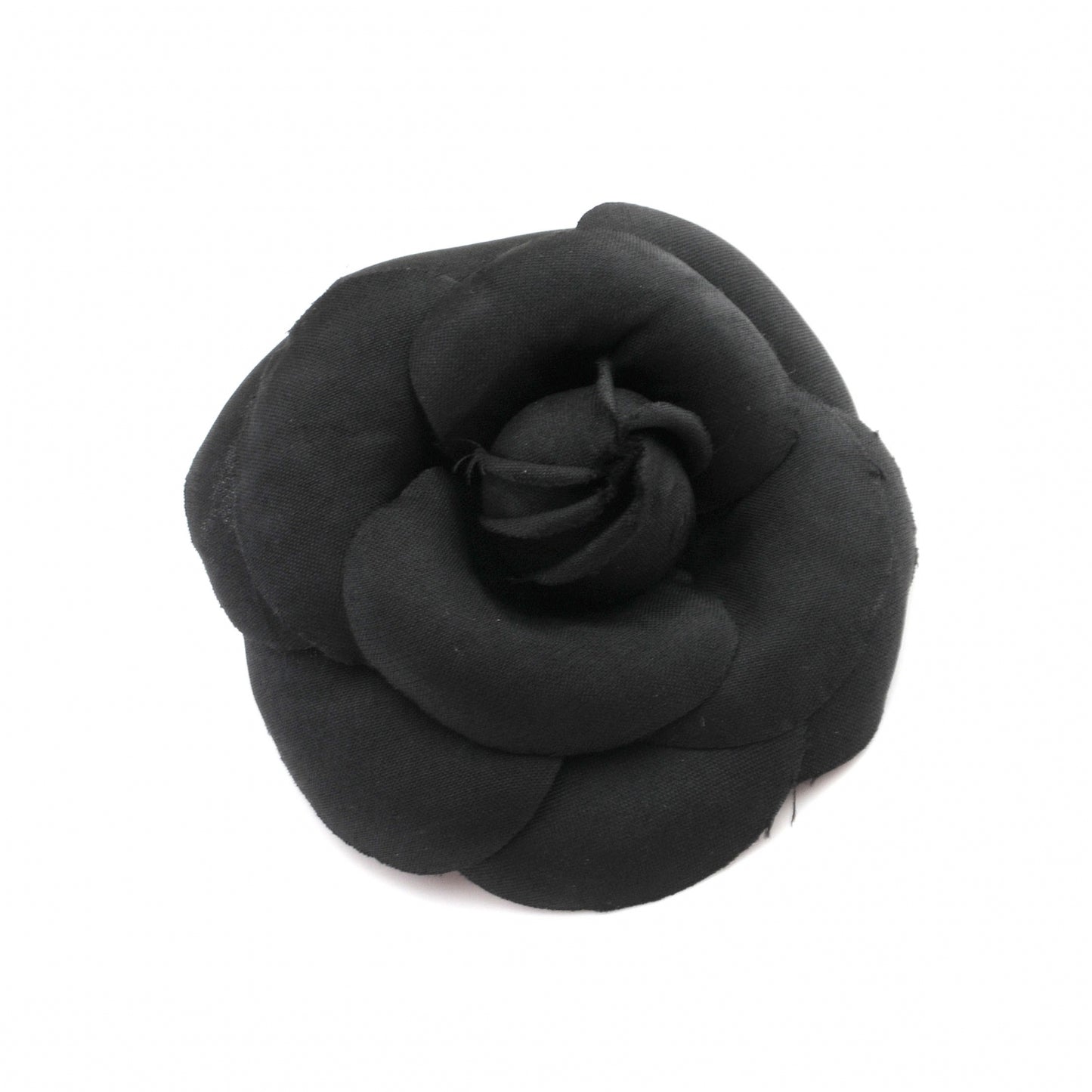 Satin Camellia Pin Brooch Black