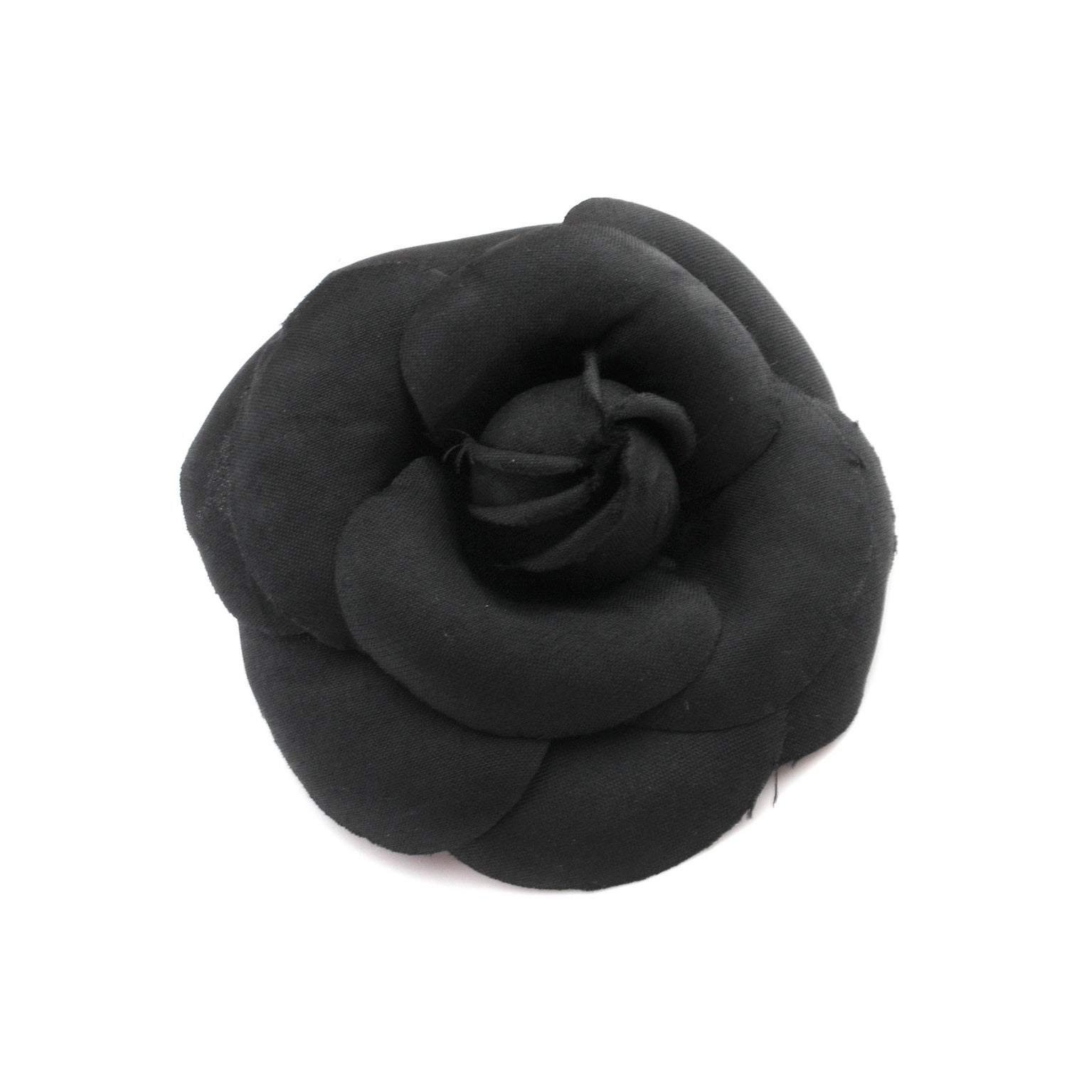 Chanel Satin Camellia Pin Brooch Black 1 of 3