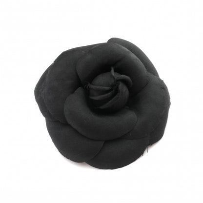 Chanel Satin Camellia Pin Brooch Black 1 of 3