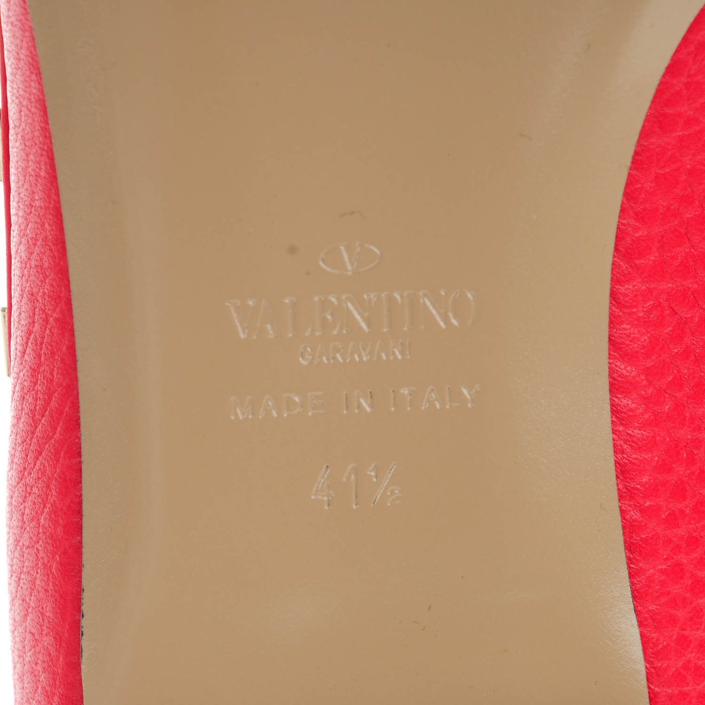 Pebbled Calfskin Rockstud Ballerina Flats 41.5 Rosso Valentino