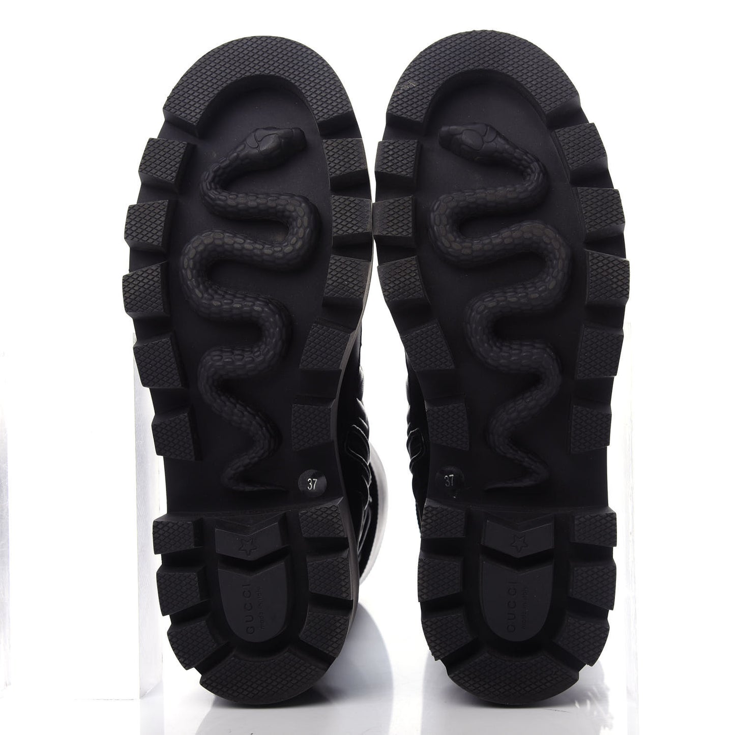 Nappa Frances GG Matelasse Platform Combat Boots 37 Black