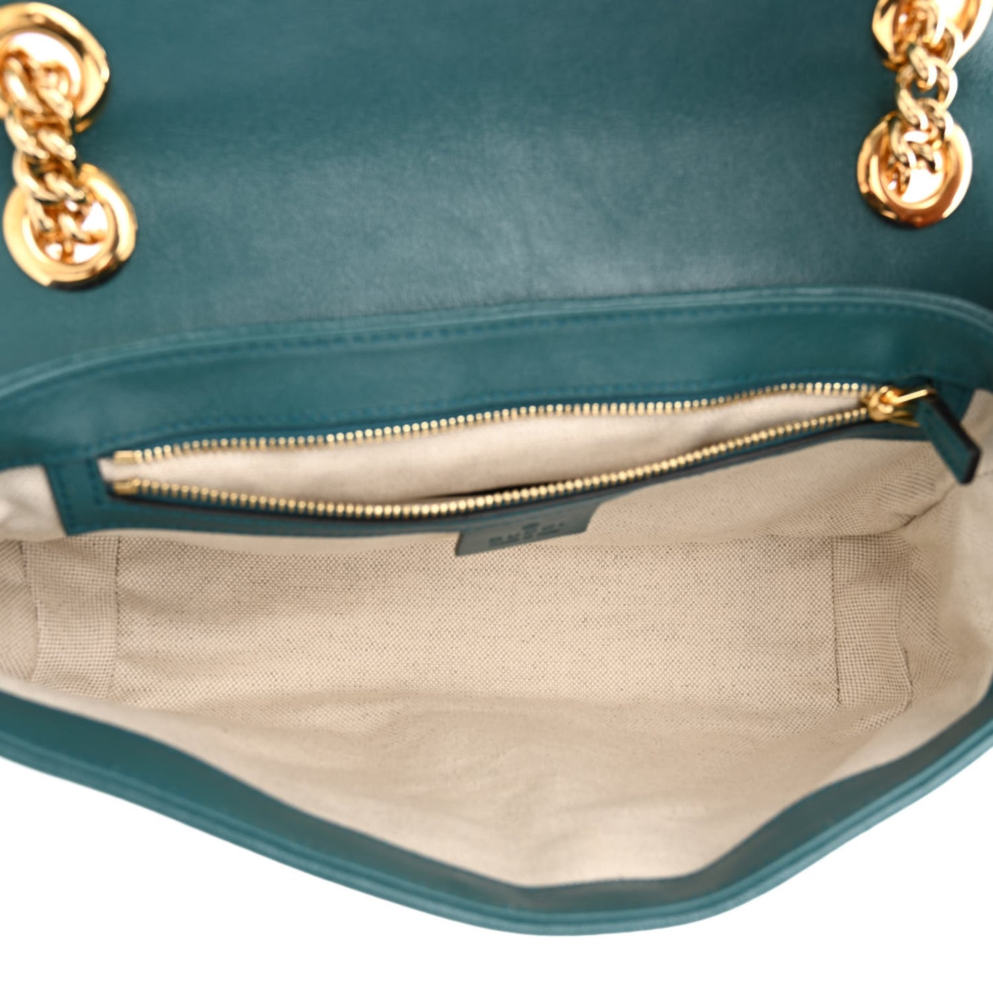 Azalea Calfskin Enamel Matelasse Diagonal Small Torchon GG Marmont Shoulder Bag Imperial Blue Pavone