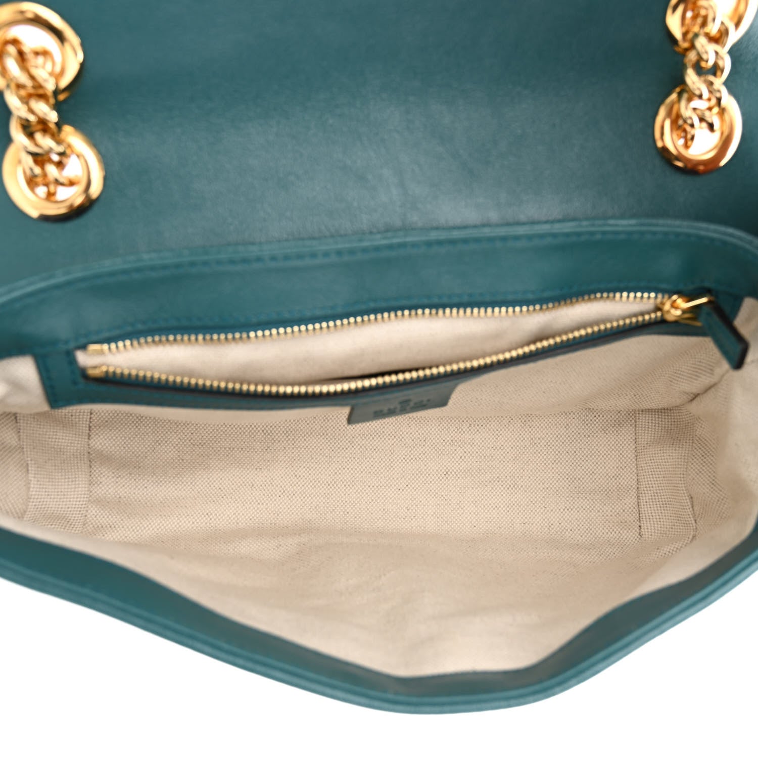 Gucci Azalea Calfskin Enamel Matelasse Diagonal Small Torchon GG Marmont Shoulder Bag Imperial Blue Pavone 4 of 10
