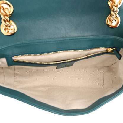 Gucci Azalea Calfskin Enamel Matelasse Diagonal Small Torchon GG Marmont Shoulder Bag Imperial Blue Pavone 4 of 10