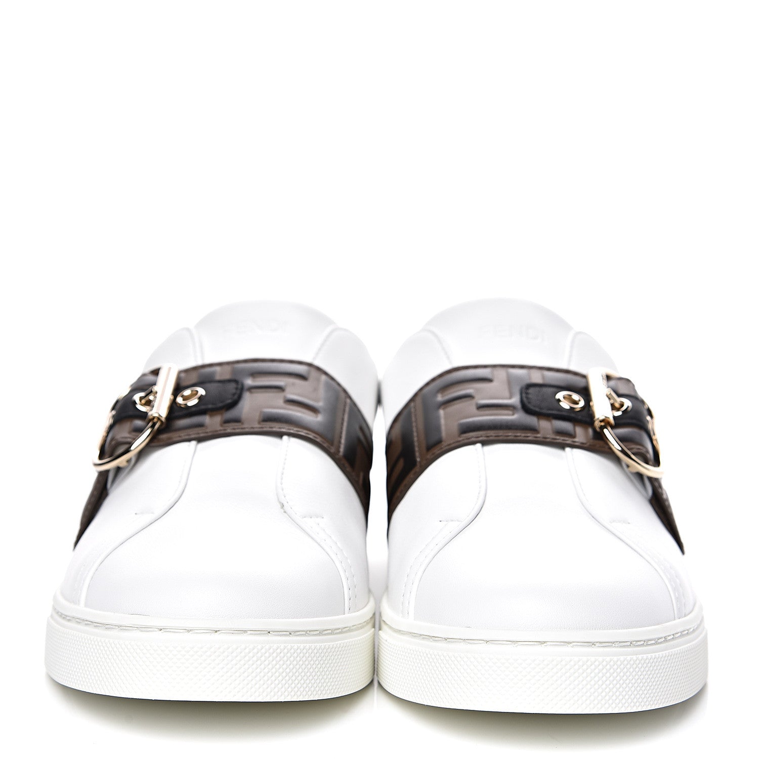 Fendi Vitello FF Embossed Womens Slip On Sneakers 41 Ultra White Maya Black 2 of 9