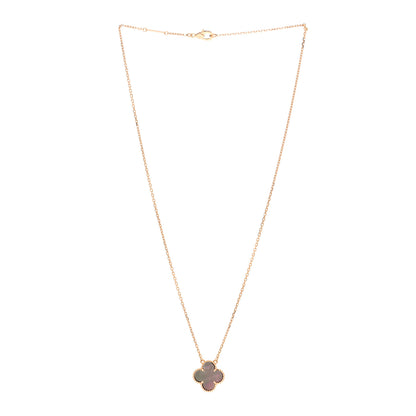 Van Cleef & Arpels 18K Rose Gold Gray Mother of Pearl Vintage Alhambra Pendant Necklace 3 of 6