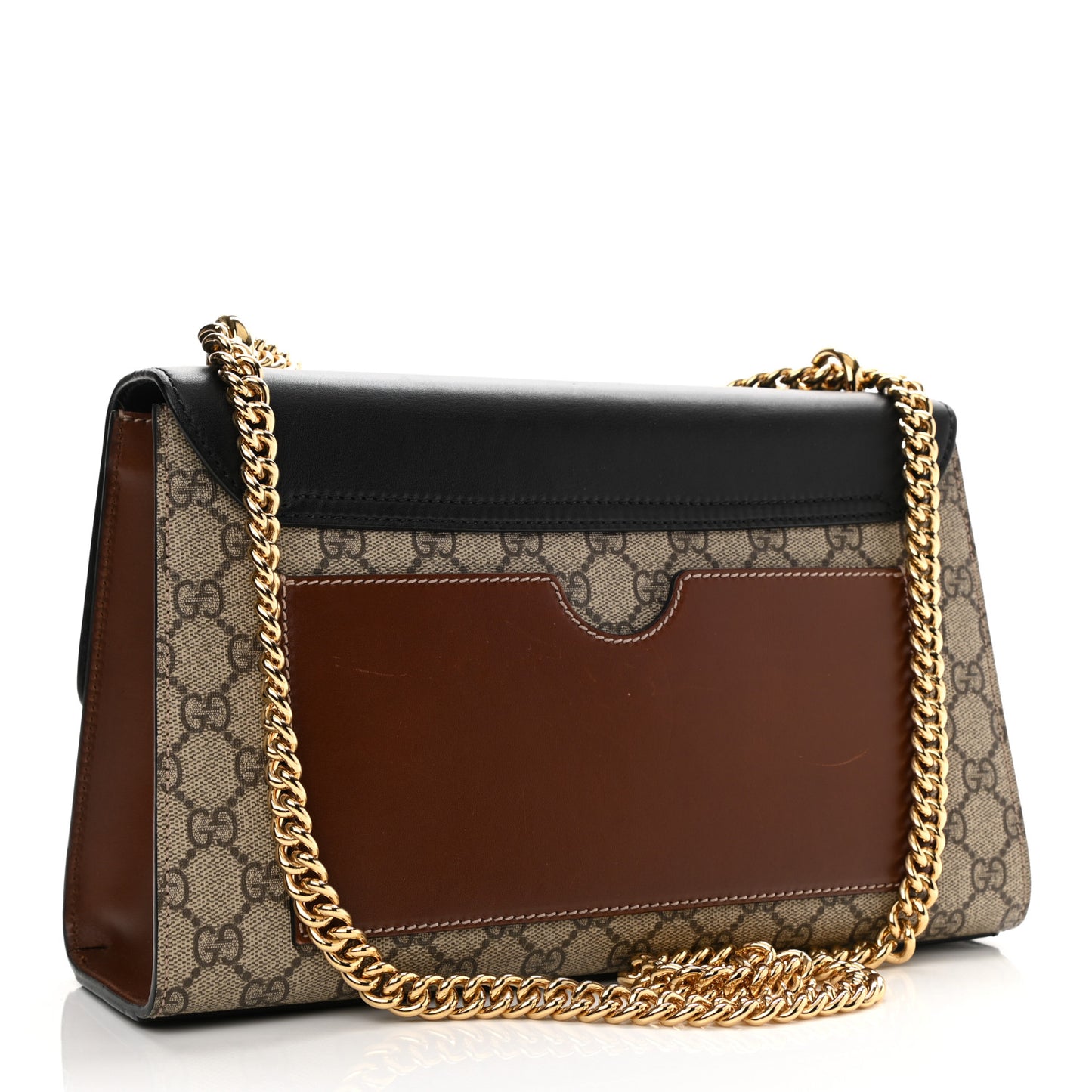 GG Supreme Monogram Calfskin Medium Padlock Shoulder Bag Beige Black Cuir